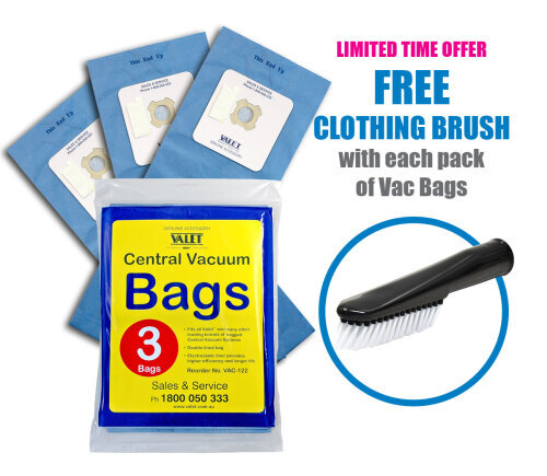 Genuine VALET Blue Vacuum Bags 3pack & FREE CLOTHING BRUSH