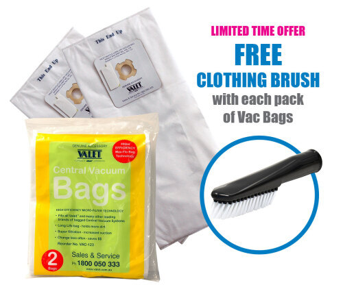 Genuine VALET White Max-Flo HEPA Vacuum Bags 2pack & FREE CLOTHING BRUSH